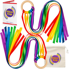 Covelico Rainbow Ribbon Rings (2 Pack) – Wooden Hand Kites + Ideas Guide