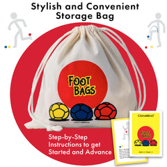 Covelico Footbags (Set of 3) – Hacky Sack Kick Bags with Carry Bag & Instructions