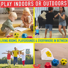 Covelico Kids Exercise Dice Set (3 Pack, 12-Sided Foam Dice) – Animals, Actions & Numbers