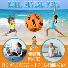 Covelico Kids Yoga Dice (12-Sided Foam Dice) – Pose & Play Yoga Game (Orange)