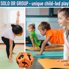 Covelico Kids Yoga Dice (12-Sided Foam Dice) – Pose & Play Yoga Game (Orange)