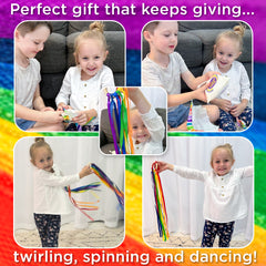 Covelico Rainbow Ribbon Rings (2 Pack) – Wooden Hand Kites + Ideas Guide