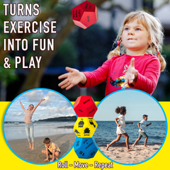 Covelico Kids Exercise Dice Set (3 Pack, 12-Sided Foam Dice) – Animals, Actions & Numbers