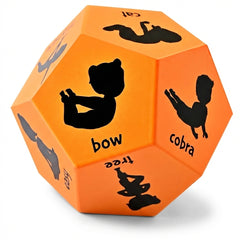 Covelico Kids Yoga Dice (12-Sided Foam Dice) – Pose & Play Yoga Game (Orange)