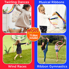 Covelico Rainbow Ribbon Rings (2 Pack) – Wooden Hand Kites + Ideas Guide