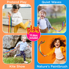 Covelico Rainbow Ribbon Rings (2 Pack) – Wooden Hand Kites + Ideas Guide