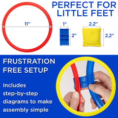 Covelico Hopscotch Rings Set (12 Rings + 18 Connectors + 3 Bean Bags) – Indoor/Outdoor Obstacle Course Game