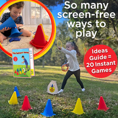 Covelico Kids Ring Toss & Bean Bag Toss Game (30-Piece Set) – 6 Cones, 12 Rings, 12 Bean Bags