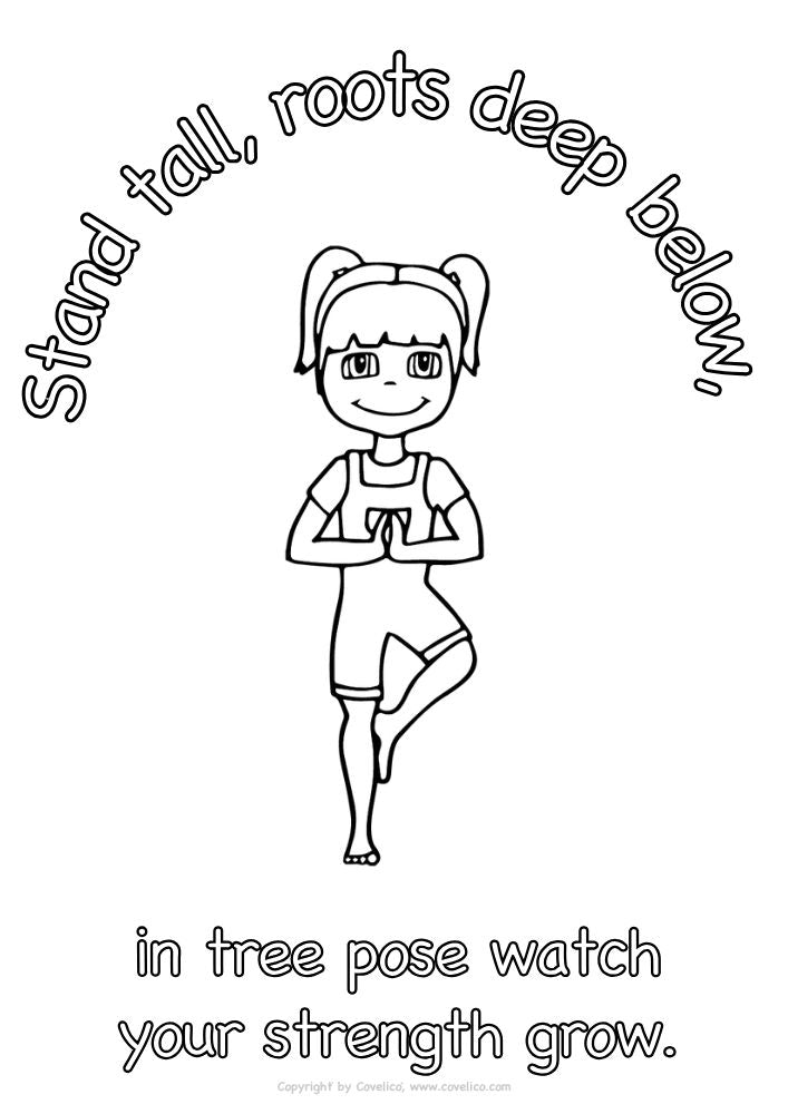 Black and white illustration of a character in a yoga pose with motivational text.